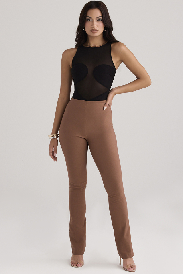 'Laurel' Toast High Waisted Trousers